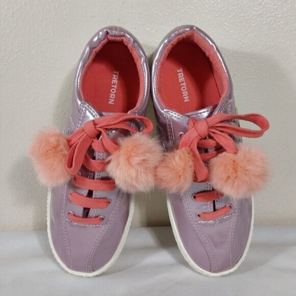 Tretorn Youth Iridescent Metallic Lavender Pom Pom Sneakers - Excellent Cond - 3 - Picture 8 of 10